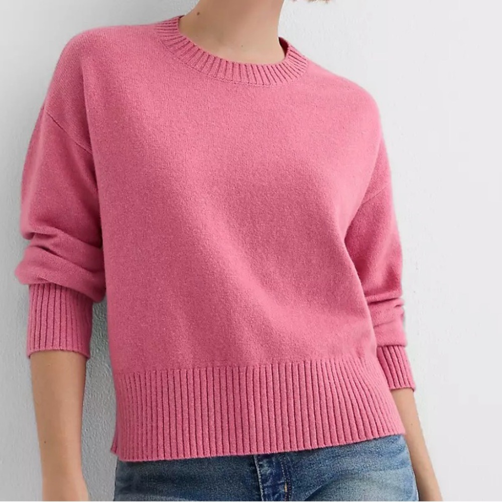 LOFT Women's Hot Pink Crew Neck Sweater